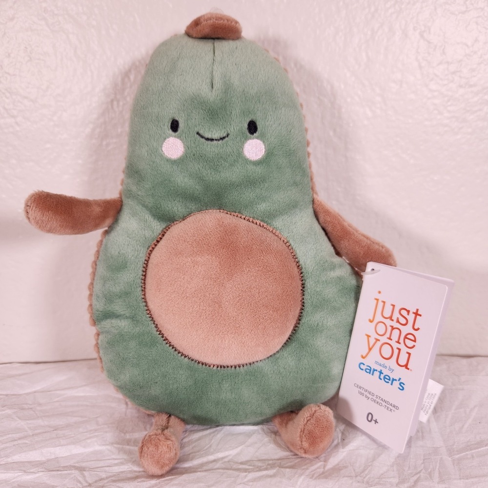 New CARTER'S Just One You Avocado Plush Green Brown 2022 Baby Stuffed Toy Rare